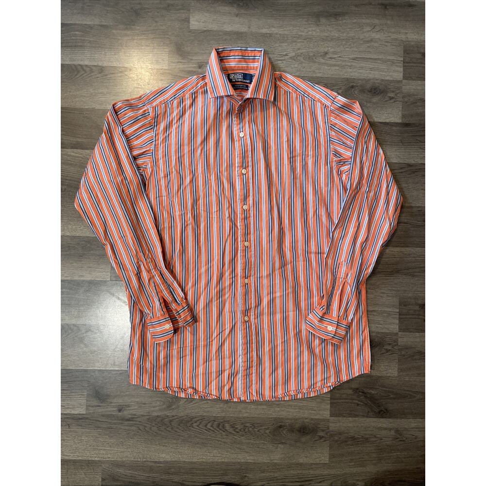 Polo Ralph Lauren Westerton Shirt Mens Medium Orange Blue Multi Stripe
